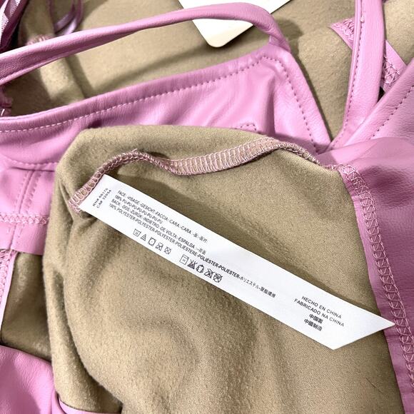 Free People Barbiecore SZ S Pink Faux Leather Mini Dress - Picture 7 of 9